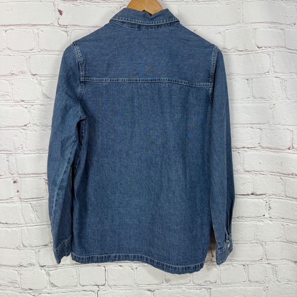 Vintage denim Blue Button Down Shirt long sleeve embroidered red white blue - Picture 8 of 9